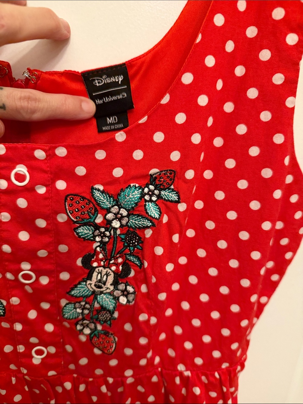 Her Universe Red Polka Dot Minnie Embroidered Sundress M - Picture 2 of 6